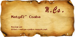 Matyé Csaba névjegykártya